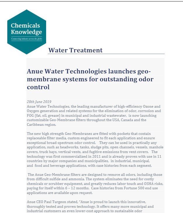 anue water launches geo membrane system